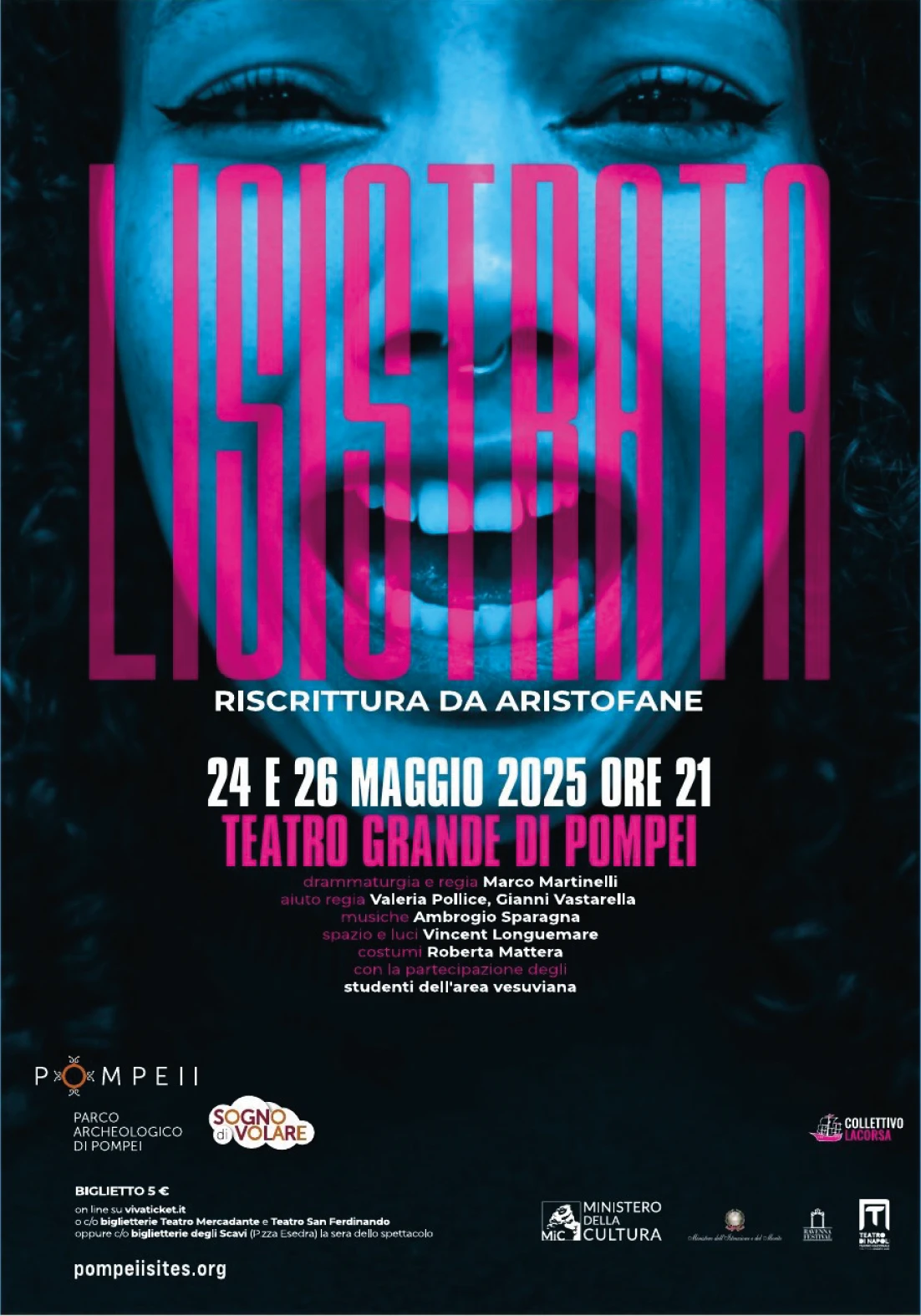 Manifesto dello spettacolo Lisistrata, riscrittura da Aristofane, Teatro Grande di Pompei, maggio 2025.