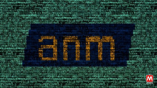 Still from the ANM greetings film: the anm mark composed as a mosaic of portraits